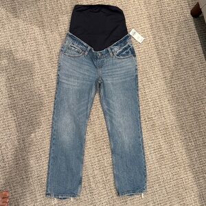 Maternity Blue Denim Jeans with Black Waist Panel